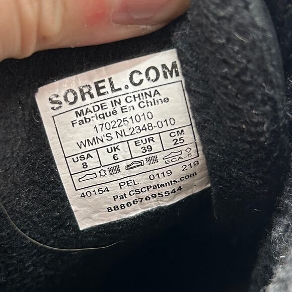 Sorel Black Lace Leather Slimpack II Waterproof Duck Boot Bootie Winter 8 Snow - Picture 9 of 9